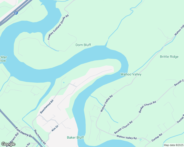 map of restaurants, bars, coffee shops, grocery stores, and more near 5051 Lake Forest Drive in Kingsport