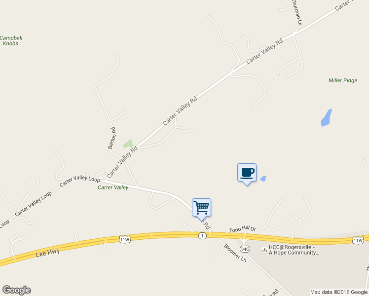 map of restaurants, bars, coffee shops, grocery stores, and more near 154 Old Carters Valley Rd in Rogersville