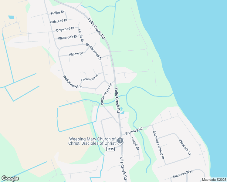 map of restaurants, bars, coffee shops, grocery stores, and more near Tulls Creek Rd in Currituck