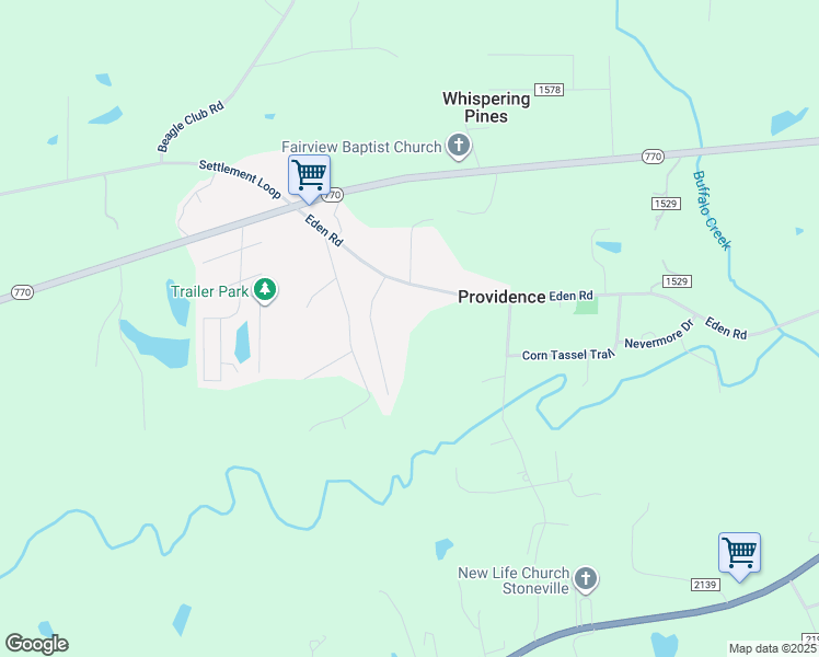 map of restaurants, bars, coffee shops, grocery stores, and more near 131 Calvary Road in Stoneville