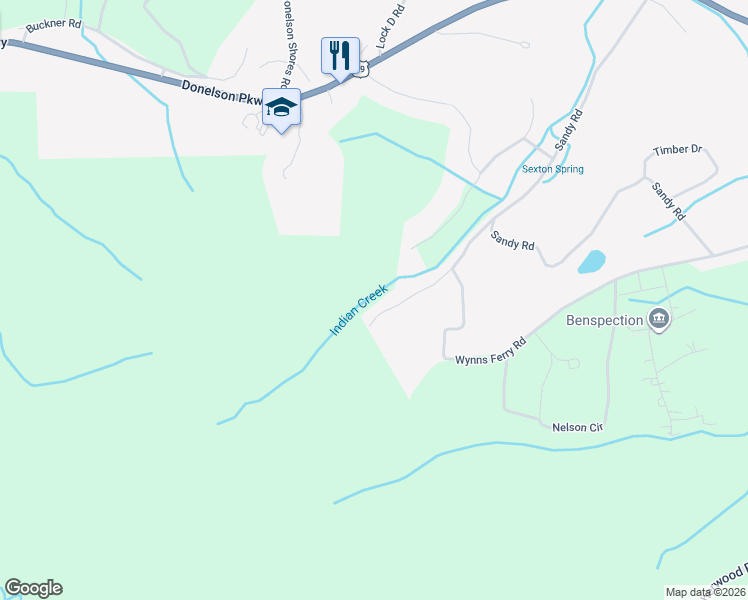 map of restaurants, bars, coffee shops, grocery stores, and more near 235 Indian Creek Road in Dover