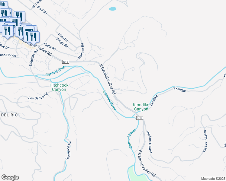 map of restaurants, bars, coffee shops, grocery stores, and more near 66 East Carmel Valley Road in Carmel Valley