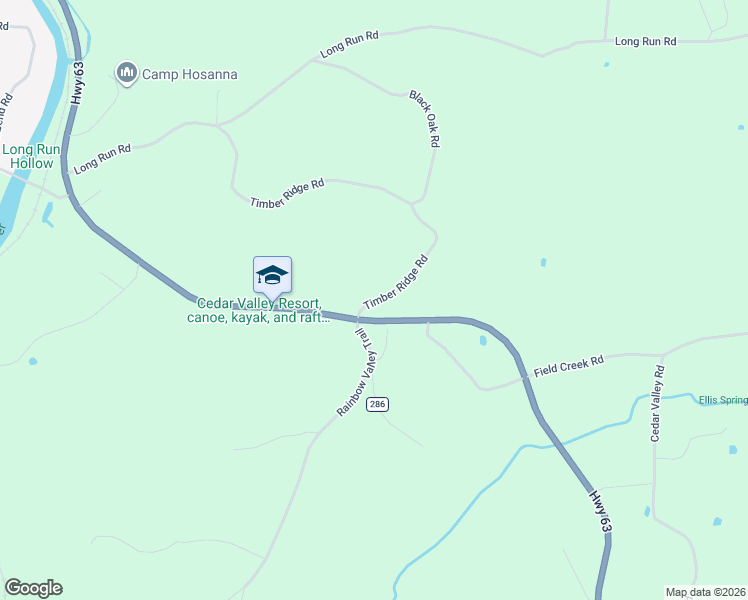 map of restaurants, bars, coffee shops, grocery stores, and more near 163 Timber Ridge Road in Mammoth Spring
