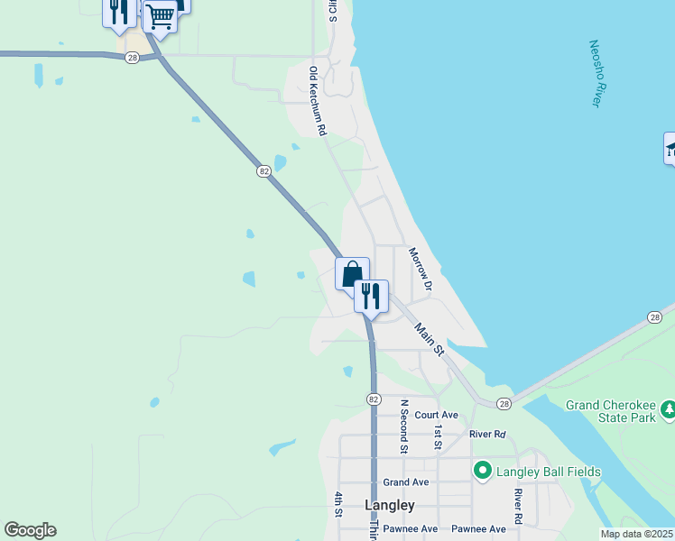 map of restaurants, bars, coffee shops, grocery stores, and more near 959 North Third Street in Langley