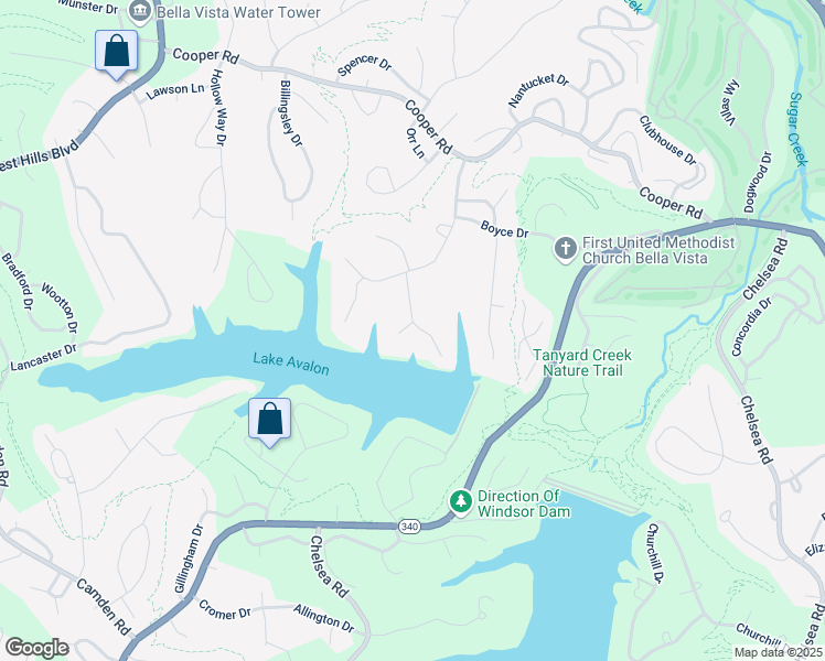 map of restaurants, bars, coffee shops, grocery stores, and more near 14 Pease Drive in Bella Vista