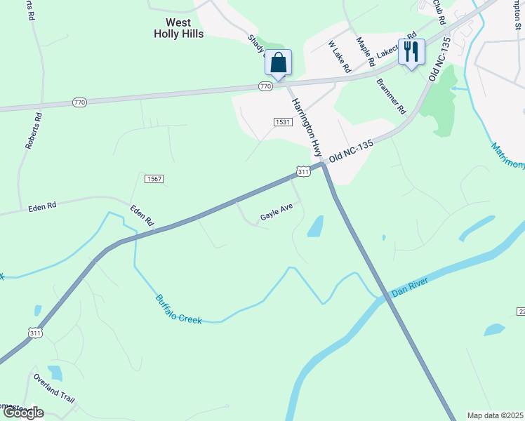 map of restaurants, bars, coffee shops, grocery stores, and more near 162 Gayle Avenue in Eden