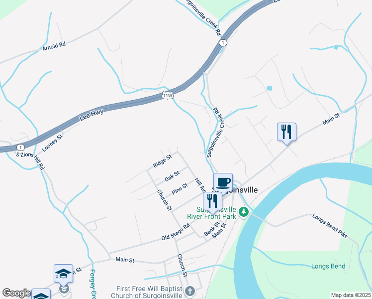 map of restaurants, bars, coffee shops, grocery stores, and more near 426 Hill Ave in Surgoinsville