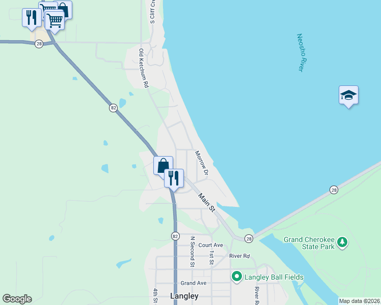 map of restaurants, bars, coffee shops, grocery stores, and more near 8860 Chigger Street in Langley