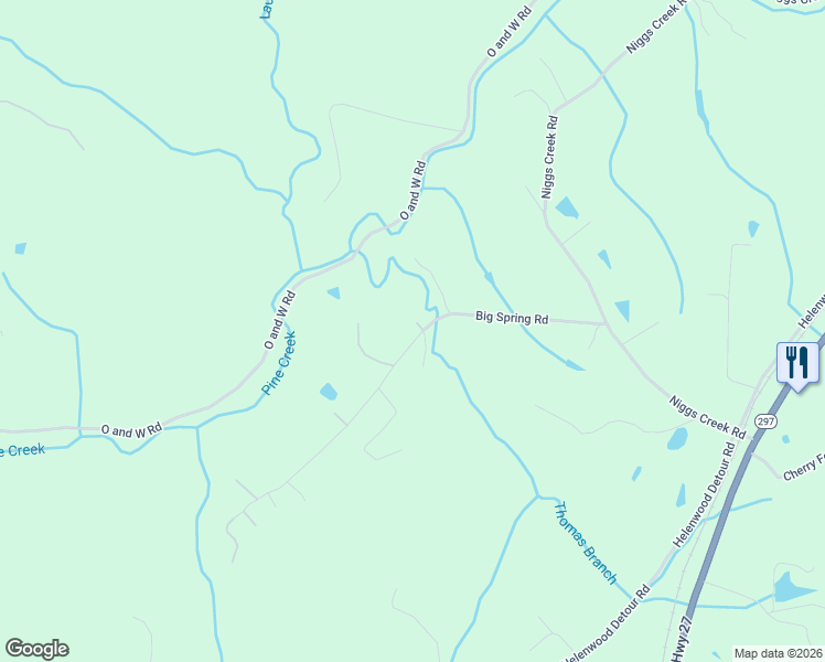 map of restaurants, bars, coffee shops, grocery stores, and more near 512 Big Spring Road in Oneida