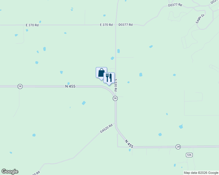 map of restaurants, bars, coffee shops, grocery stores, and more near 4328 Oklahoma 28 in Eucha