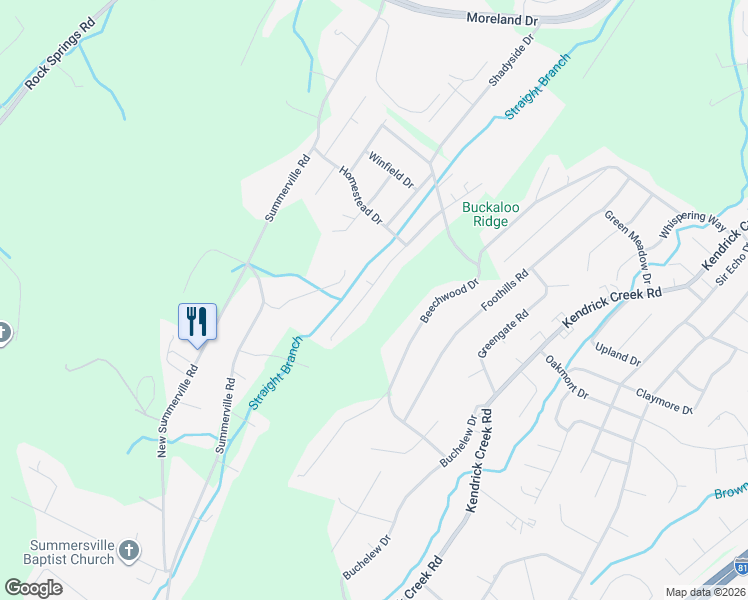 map of restaurants, bars, coffee shops, grocery stores, and more near 1229 Eastbrook Drive in Kingsport