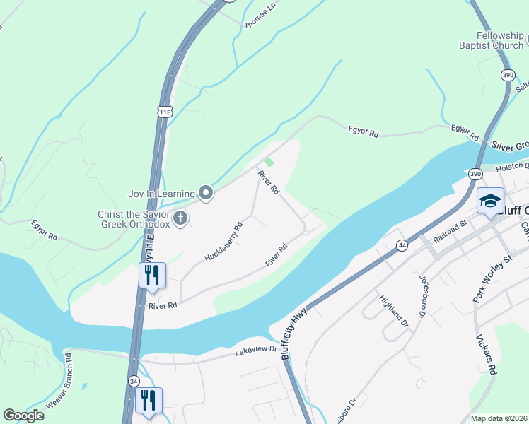map of restaurants, bars, coffee shops, grocery stores, and more near 311 Sawyer Circle in Bluff City