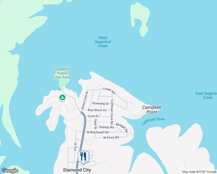 map of restaurants, bars, coffee shops, grocery stores, and more near 211 Crown Road in Diamond City