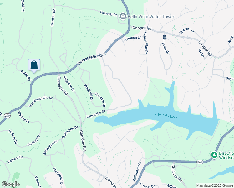 map of restaurants, bars, coffee shops, grocery stores, and more near 40 Chapel Lane in Bella Vista