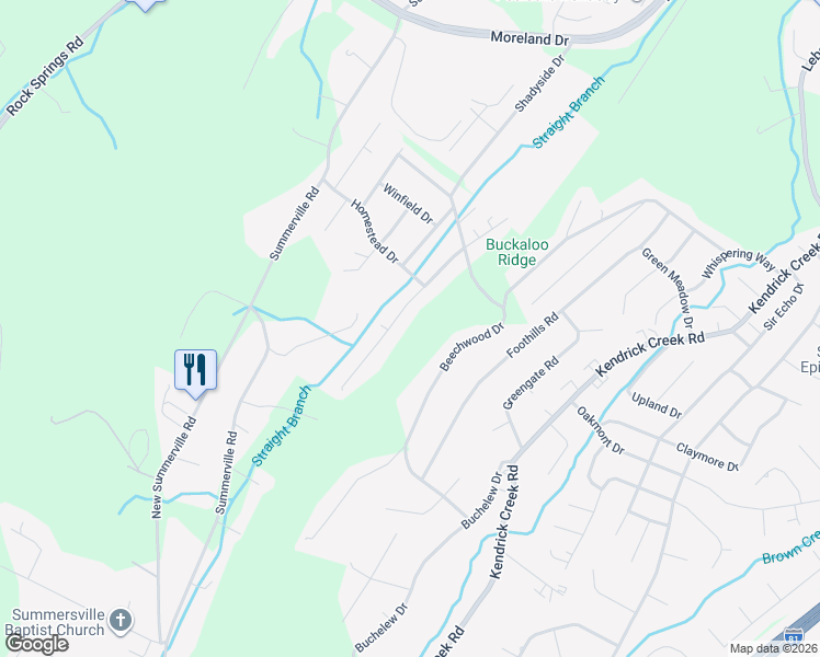 map of restaurants, bars, coffee shops, grocery stores, and more near 1229 Eastbrook Drive in Kingsport