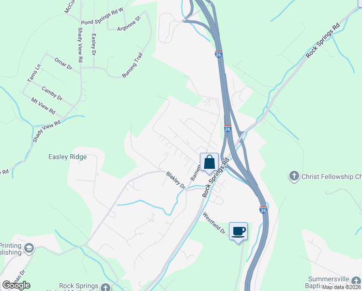 map of restaurants, bars, coffee shops, grocery stores, and more near 359 Barnett Drive in Kingsport