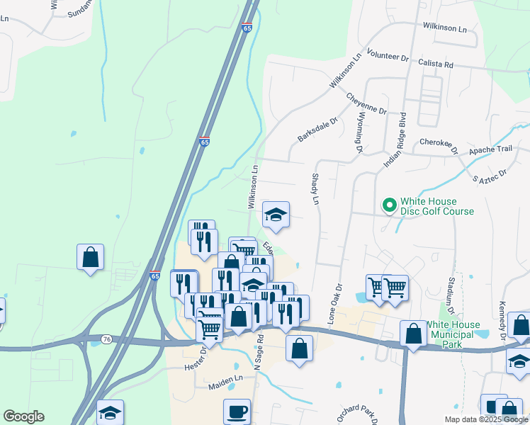 map of restaurants, bars, coffee shops, grocery stores, and more near 5 Mount Vernon Court in White House