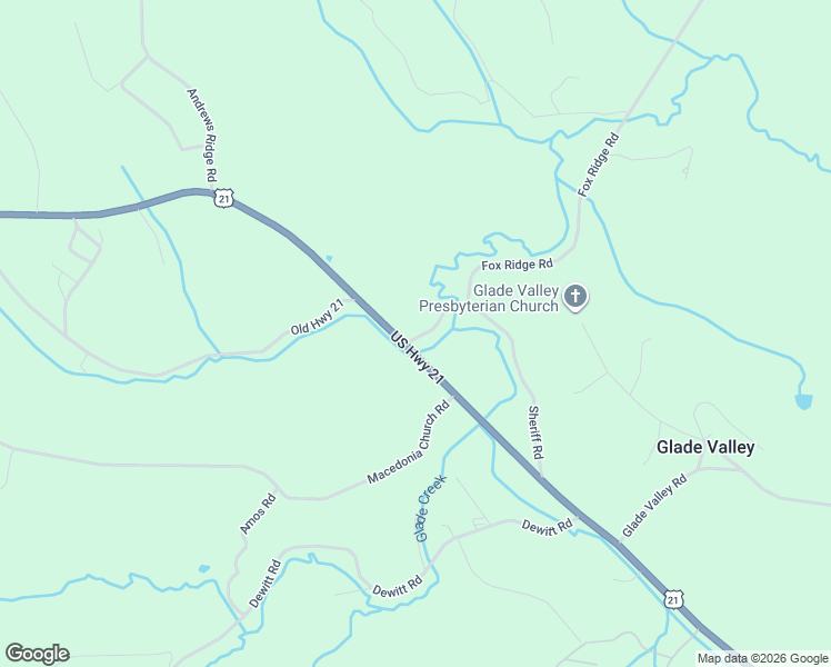 map of restaurants, bars, coffee shops, grocery stores, and more near 41 Sheriff Road in Glade Valley