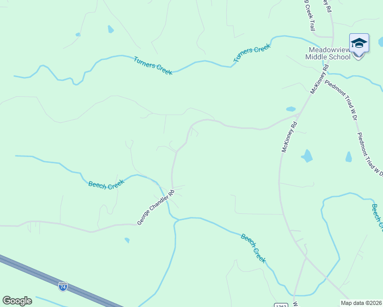 map of restaurants, bars, coffee shops, grocery stores, and more near 130 Chandler Hills Drive in Mount Airy