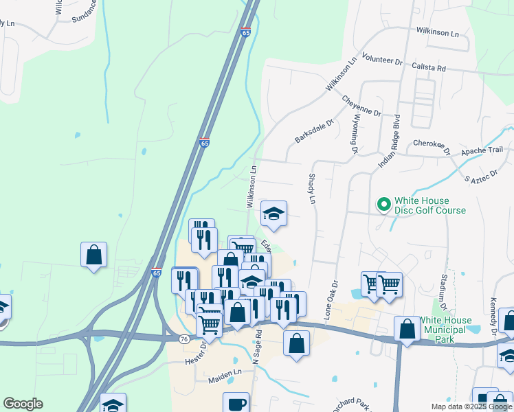map of restaurants, bars, coffee shops, grocery stores, and more near 5 Mount Vernon Court in White House