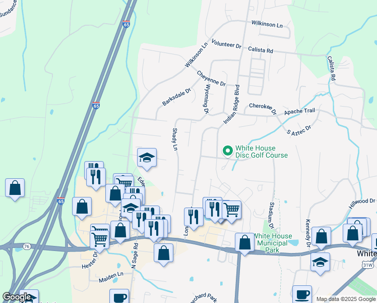 map of restaurants, bars, coffee shops, grocery stores, and more near 310 Winston Drive in White House