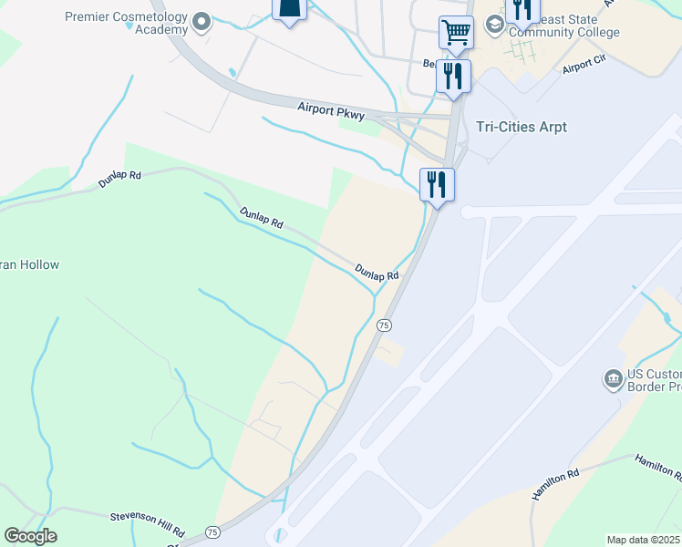 map of restaurants, bars, coffee shops, grocery stores, and more near 181 Dunlap Road in Blountville