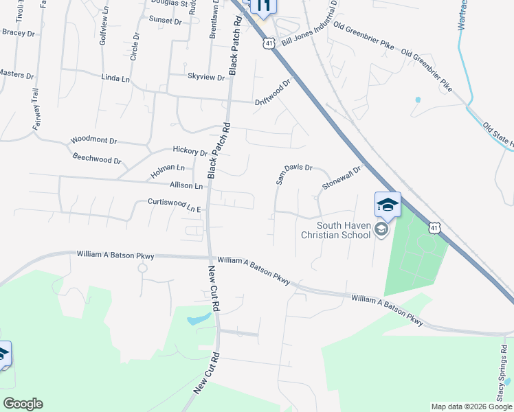 map of restaurants, bars, coffee shops, grocery stores, and more near 405 Sam Davis Drive in Springfield
