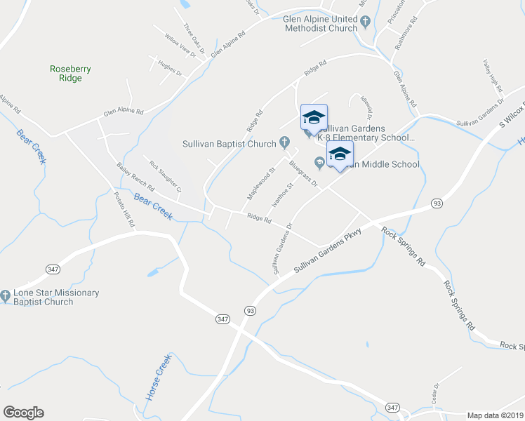 map of restaurants, bars, coffee shops, grocery stores, and more near 4246 Ivanhoe Street in Kingsport