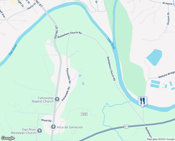 map of restaurants, bars, coffee shops, grocery stores, and more near 228 Nature Lane in Eden