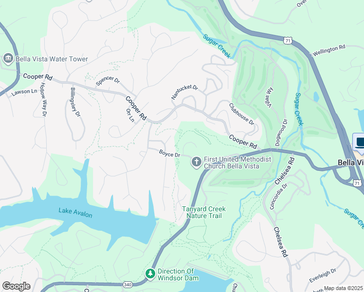 map of restaurants, bars, coffee shops, grocery stores, and more near 3 Boyce Lane in Bella Vista