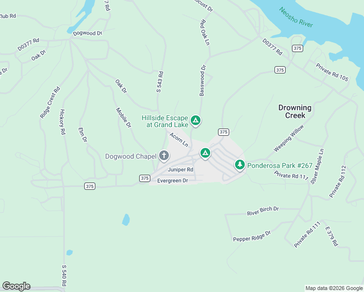 map of restaurants, bars, coffee shops, grocery stores, and more near 231 Acorn Lane in Jay