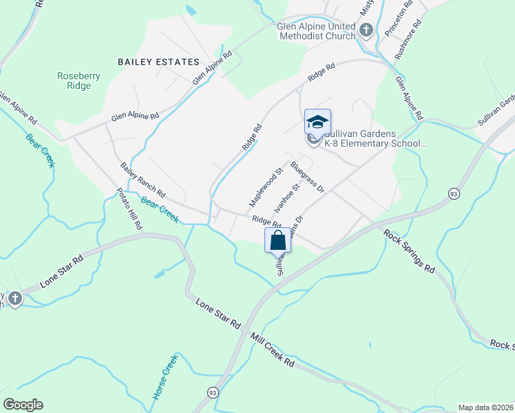map of restaurants, bars, coffee shops, grocery stores, and more near 4246 Ivanhoe Street in Kingsport