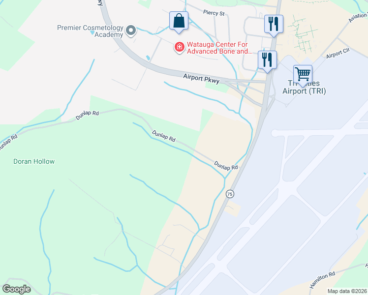 map of restaurants, bars, coffee shops, grocery stores, and more near 235 Dunlap Road in Blountville