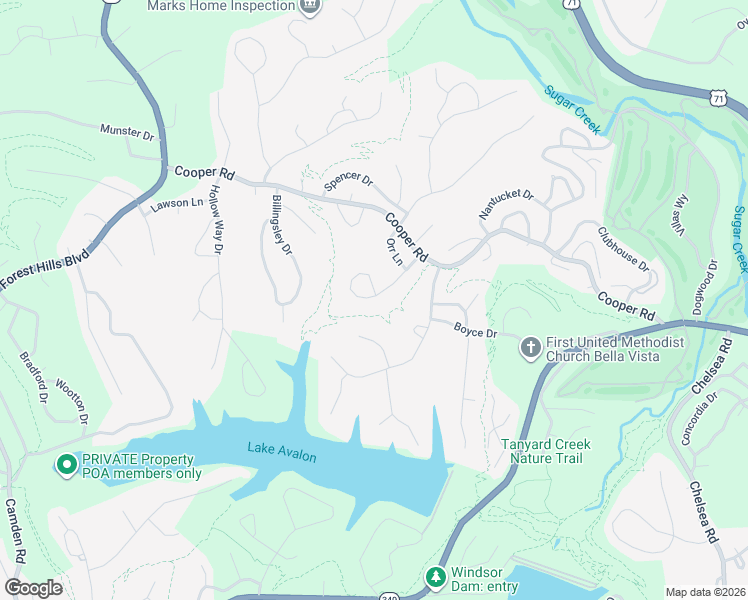 map of restaurants, bars, coffee shops, grocery stores, and more near 23 Gore Lane in Bella Vista