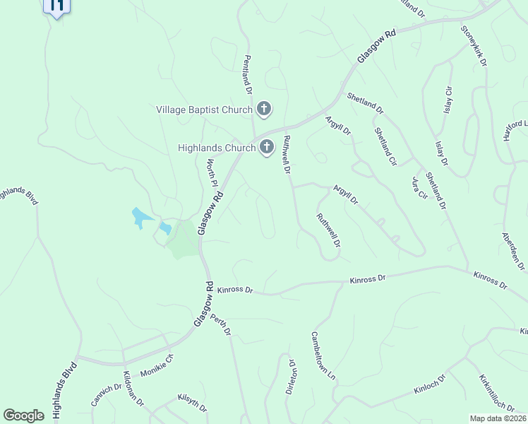 map of restaurants, bars, coffee shops, grocery stores, and more near 43 Huskins Circle in Bella Vista