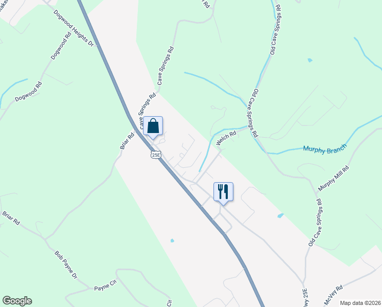 map of restaurants, bars, coffee shops, grocery stores, and more near 214 Cosby Circle in Tazewell