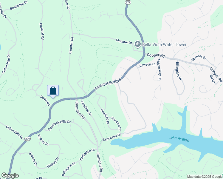map of restaurants, bars, coffee shops, grocery stores, and more near 1 Ottery Lane in Bella Vista