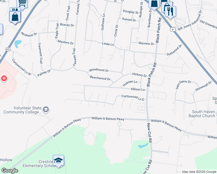 map of restaurants, bars, coffee shops, grocery stores, and more near 2060 Hickory Drive in Springfield