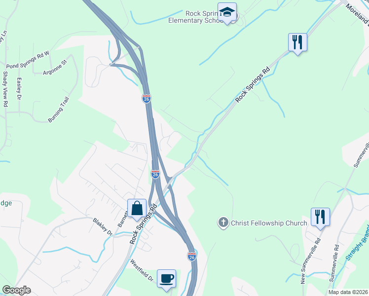 map of restaurants, bars, coffee shops, grocery stores, and more near 213 Melrose Ln in Kingsport