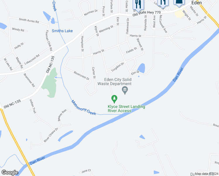 map of restaurants, bars, coffee shops, grocery stores, and more near 1124 Simpson Street in Eden