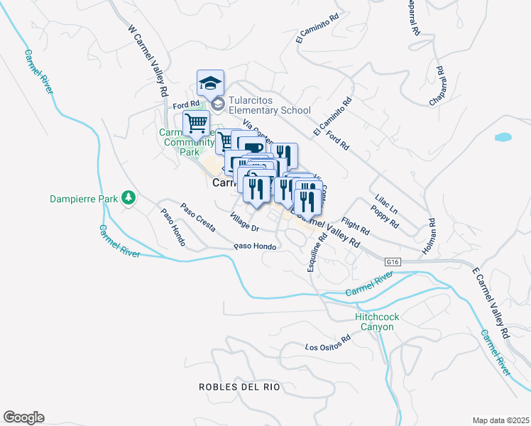 map of restaurants, bars, coffee shops, grocery stores, and more near 13770 Center Street in Carmel Valley