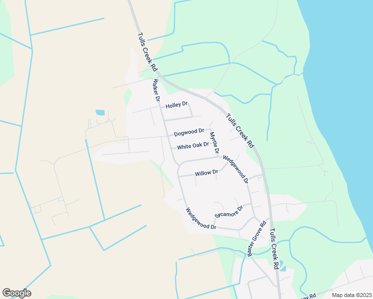 map of restaurants, bars, coffee shops, grocery stores, and more near 115 White Oak Drive in Moyock