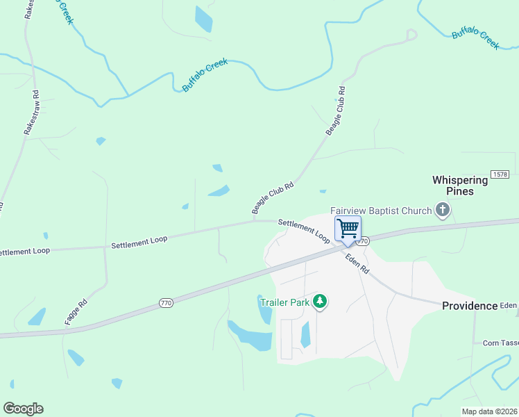 map of restaurants, bars, coffee shops, grocery stores, and more near 125 Beagle Club Road in Stoneville