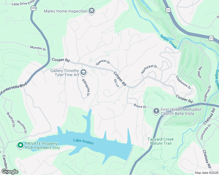 map of restaurants, bars, coffee shops, grocery stores, and more near 37 Gore Lane in Bella Vista