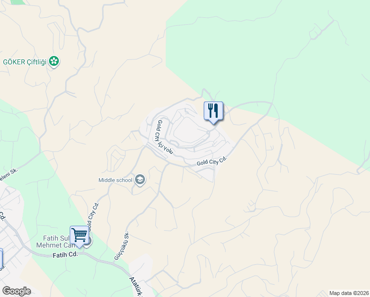 map of restaurants, bars, coffee shops, grocery stores, and more near Unnamed Road in Alanya