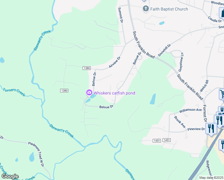 map of restaurants, bars, coffee shops, grocery stores, and more near 126 Rogers Lane in Mount Airy