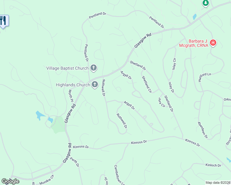 map of restaurants, bars, coffee shops, grocery stores, and more near 28 Lochgilphead Lane in Bella Vista