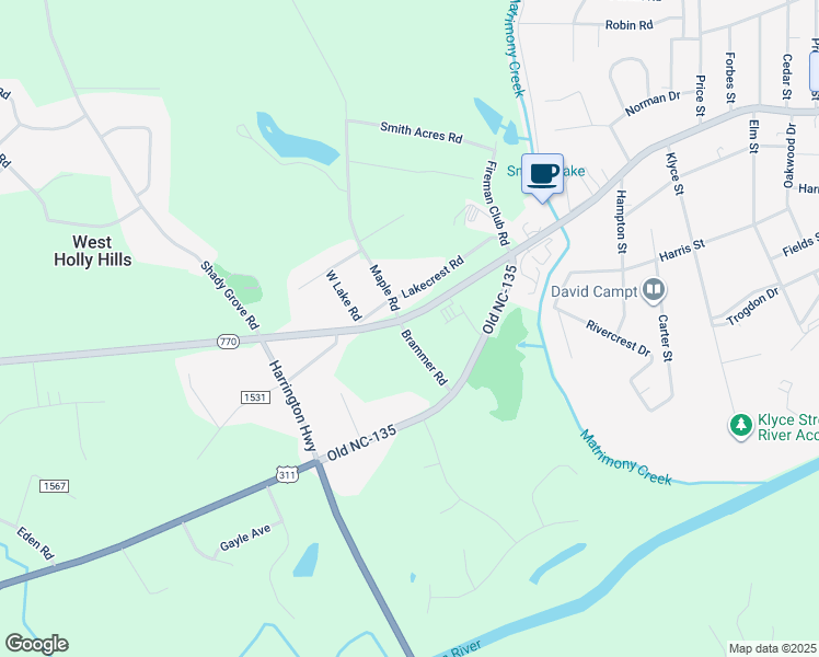 map of restaurants, bars, coffee shops, grocery stores, and more near 109 Brammer Road in Eden