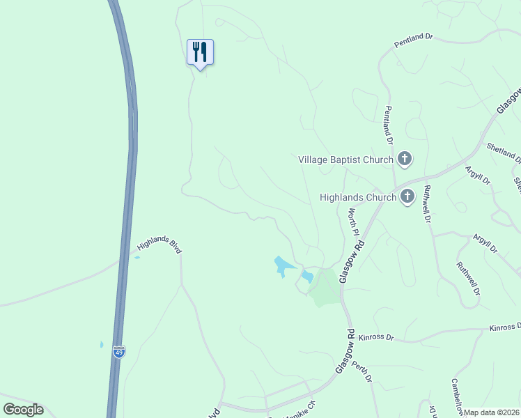 map of restaurants, bars, coffee shops, grocery stores, and more near 25 Pamona Drive in Bella Vista