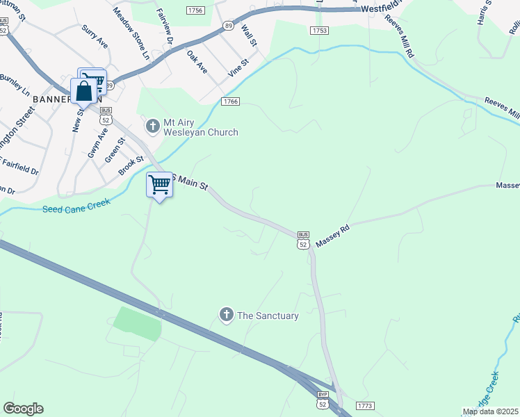 map of restaurants, bars, coffee shops, grocery stores, and more near 116 Hartway Lane in Mount Airy